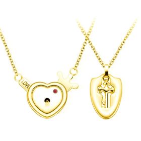 Fashion Jewelry Titanium Steel Couple Love Lock, Bracelet, Key Set, Necklace (Option: Golden)