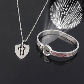 Fashion Jewelry Titanium Steel Couple Love Lock, Bracelet, Key Set, Necklace (Option: 3 Style)