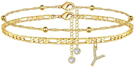 26 Letters Anklet Zircon Letters Simple (Option: Y)