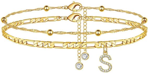 26 Letters Anklet Zircon Letters Simple (Option: S)