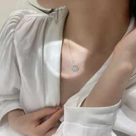 Retro Magnetic Folding Heart Shaped Four Leaf Clover Pendant Necklace Women Love Clavicle Chain Gifts Openable Choker Jewelry (Option: Silver-4PC)