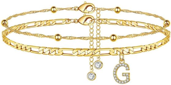 26 Letters Anklet Zircon Letters Simple (Option: G)