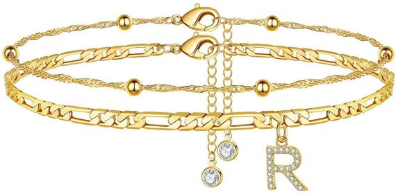 26 Letters Anklet Zircon Letters Simple (Option: R)