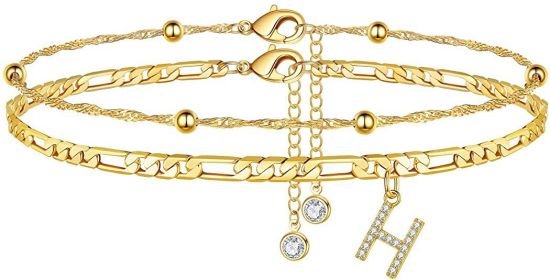 26 Letters Anklet Zircon Letters Simple (Option: H)