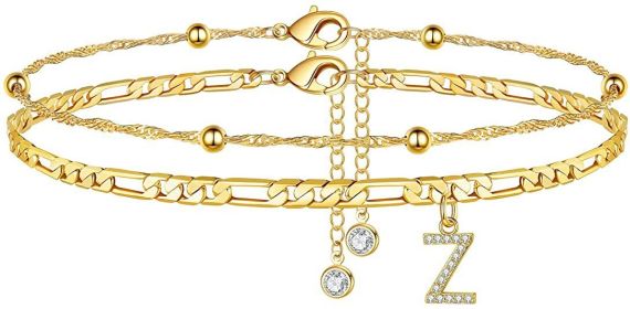 26 Letters Anklet Zircon Letters Simple (Option: Z)