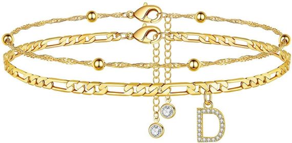 26 Letters Anklet Zircon Letters Simple (Option: D)