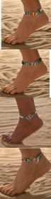Fashion Vacation Style Alloy Double Heart Bead Turquoise Double Elastic Anklet (Option: Suit-Double Love)