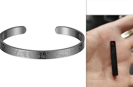 Stainless Steel Arabic Disc Necklace Bracelet (Option: Black Bracelet set)