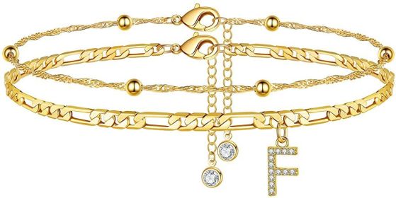 26 Letters Anklet Zircon Letters Simple (Option: F)