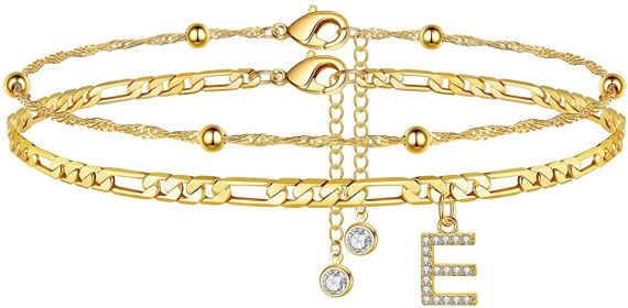 26 Letters Anklet Zircon Letters Simple (Option: E)